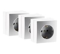 Zenitech - Lot de 3 prises Schuko saillie 16A Bel'Vue - Argent Argent
