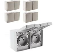 Zenitech - Lot de 5 doubles prises 16A 2P+T étanche IP55 - Gris - Orok Gris