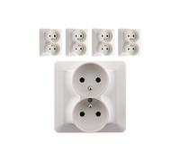 Zenitech - Lot de 5 doubles prises 2P+T 16A monoposte - blanc -