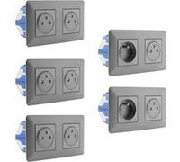 Zenitech - Lot de 5 doubles prises affleurantes Artezo 2P+T + boîte - titanium