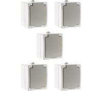 Zenitech - Lot de 5 prises 2P+T saillie + raccordement rapide Gris G
