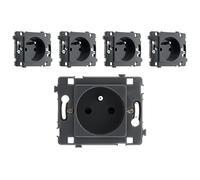 Zenitech Lot de 5 Prises Clarys 16 A 2P+T Noires | Appareillage de prise - conditionnement de 5 prises, 16 A 2P+T noir Clarys, Type E : prise française avec terre
