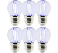 Zenitech - Lot de 6 Ampoules LED déco filament - Bleu 3W E27 sphérique G