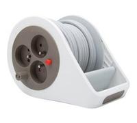 Mini Enrouleur Design 3 Prises 2P+T - 7m Taupe - Zenitech