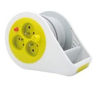 Mini enrouleur design 3 prises 2P+T - 7m - Vert - Zenitech