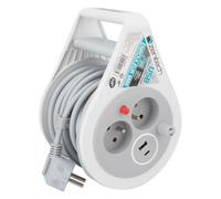 Zenitech Mini enrouleurs 2 prises 16A + 2 USB - Gris