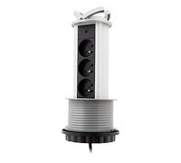 Zenitech - Bloc 3 prises escamotable encastrable 16A 2P+T HO5VV-F 3G1 Gris 1,60 m