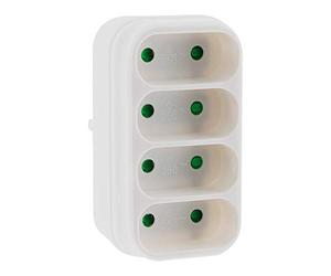 Zenitech - Multiprise 4 Prises Façade Quadriplite - 4x6A - Blanc - Design Élégant - Protection Surcharge/Court-Circuit - Installation Discrète - Idéal Chargeurs/Lampes Bureau