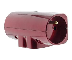 Zenitech - Multiprise 4 prises latérale pour TV écran plat - Quadriplite - 2x16A + 2x6A - Bordeaux/pourpre