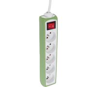 Zenitech Multiprise, 5 Prises 2P+T 16 A, Interrupteur, 1 m, Blanc/Vert | 5 prises 2P+T 16 A, cordon 1 m, interrupteur, coloris blanc/vert