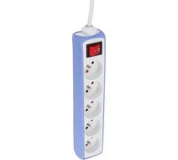 Zenitech Multiprise, 5 Prises 2P+T 16 A, Interrupteur, 1 m, Bleu | 5 prises 2P+T 16 A, cordon 1 m, interrupteur, coloris bleu