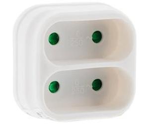 Zenitech - Multiprise biplite de façade 6A - Blanc Blanc G