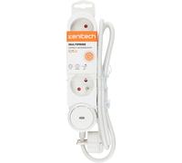 Zenitech Multiprise Bloc de 3 prises secteur en ligne IOTA - Avec interrupteur lumineux - Câble de 1,4 m - Blanche