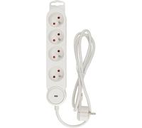 Zenitech Multiprise Bloc de 4 prises secteur en ligne IOTA - Avec interrupteur lumineux - Câble de 1,4 m - Blanche