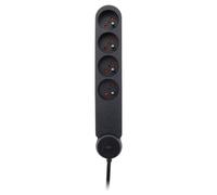 Zenitech Multiprise Bloc de 4 prises secteur en ligne IOTA - Avec interrupteur lumineux - Parafoudre - Câble de 1,4 m - Noir