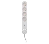 Zenitech Multiprise Bloc de 4 prises secteur en ligne IOTA - Avec interrupteur lumineux - Parafoudre - Câble de 1,4 m - Blanche