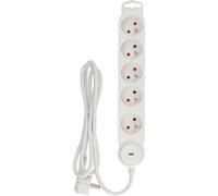 Zenitech Multiprise Bloc de 5 prises secteur en ligne IOTA - Avec interrupteur lumineux - Câble de 1,4 m - Blanche