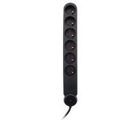 Zenitech Multiprise Bloc de 6 prises secteur en ligne IOTA - Avec interrupteur lumineux - Parafoudre - Câble de 1,4 m - Noir