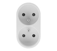 Zenitech Multiprise biplite pour façade 16A Sécurité enfant Norme NF Intérieur Blanc