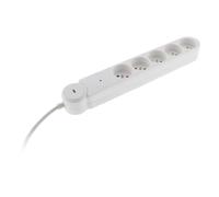 Zenitech Multiprise Bloc de 5 prises secteur en ligne IOTA - Avec interrupteur lumineux - Parafoudre - Câble de 1,4 m - Blanche