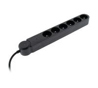 Zenitech Multiprise IOTA 6 prises – Parafoudre, interrupteur lumineux, câble 1,4 m – Noir