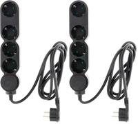 Zenitech - Multiprise Schuko 4x16A + Interrupteur - 1,5m - Noir (Lot de 2)