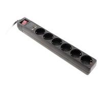 Zenitech - Multiprise Schuko 6x16A + 2 USB-A - Noir Noir