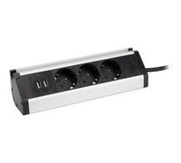 Zenitech - Multiprise support smartphone 3 prises Schuko + 2 USB A - Argent/Noir Noir