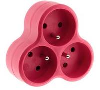 Zenitech – Multiprise Triplite triangulaire 3 prises 16A – Rouge