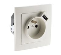 Prise 2P+T 16A encastrable + USB 2,1A - blanc - Zenitech