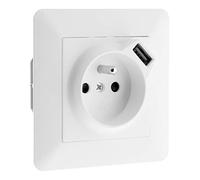 Zenitech Prise encastrable ARTEZO 2P+T 16 A USB 2,4 A Blanc