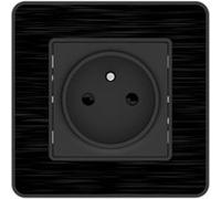 Zenitech - Prise 2P+T 16A Simple Complet - métal Noir brossé - Kouro