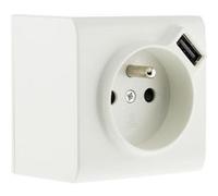 - Prise 2P+T et USB en saillie - blanc