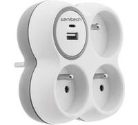 Zenitech - Prise 3x16A + 2 ports USB A/C - Blanc et Gris - Bolea G