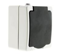 Zenitech Prise Aquae étanche en saillie 16A 2P+T IP54 - Blanc et Noir
