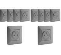 Zenitech - Prise de courant affleurante 2P+T 16A simple Artezo - Titanium (Lot de 2)