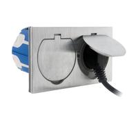 Zenitech Prise de sol double 16A 2P+T Alu brossé IP55