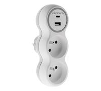 Zenitech Prise Bolea 2x16A + 2 ports USB A/C Blanc et gris