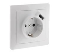 Zenitech - Prise encastrée Schuko + USB A - Blanc - Orys blanc