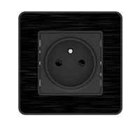 Zenitech - Prise 2P+T 16A Simple Complet - métal Noir brossé - Kouro