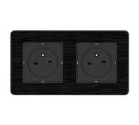 Zenitech – Prise 2P+T 2x16A – Easy Eject Complet – métal noir brossé Kouro