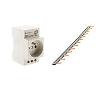 Zenitech-Prise modulaire 2P+T NF - Zenitech & Peigne 13 modules noir/blanc longueur 220mm
