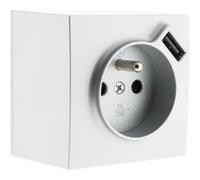 Prise saillie 2P+T + USB 2,4A - gris - Zenitech