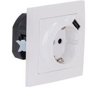 Zenitech - Prise Schuko + USB A encastrés + plaque de finition Kalya - Blanc blanc