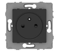 Zenitech - Prise simple 2P+T 16A - à composer - métal noir brossé - Kouro Noir G