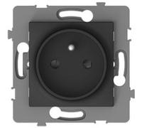 Zenitech - Prise simple 2P+T encastrable - à composer - métal Noir brossé - Kouro Noir G
