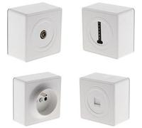 Zenitech - Prise simple en saillie + prise TV Ø9,52 mm + prise téléphone RJ45 + prise téléphone 8 plots