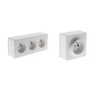 Zenitech - Prise Triple Saillie 2P+T 16A + Prise Simple Saillie 2P+T 16A - Blanc Vulco