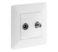 Zenitech - Prise TV Ø9,52 mm + SAT Artezo - Plaque 86 x 86 mm - Blanc - Installation encastrée - Moteur Compact - Passage de Câbles Facilité - Façade Réglable pour Surfaces Irrégulières