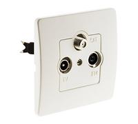 Zenitech Prise TV Ø9,52mm + Sat + FM - Blanc - Venus